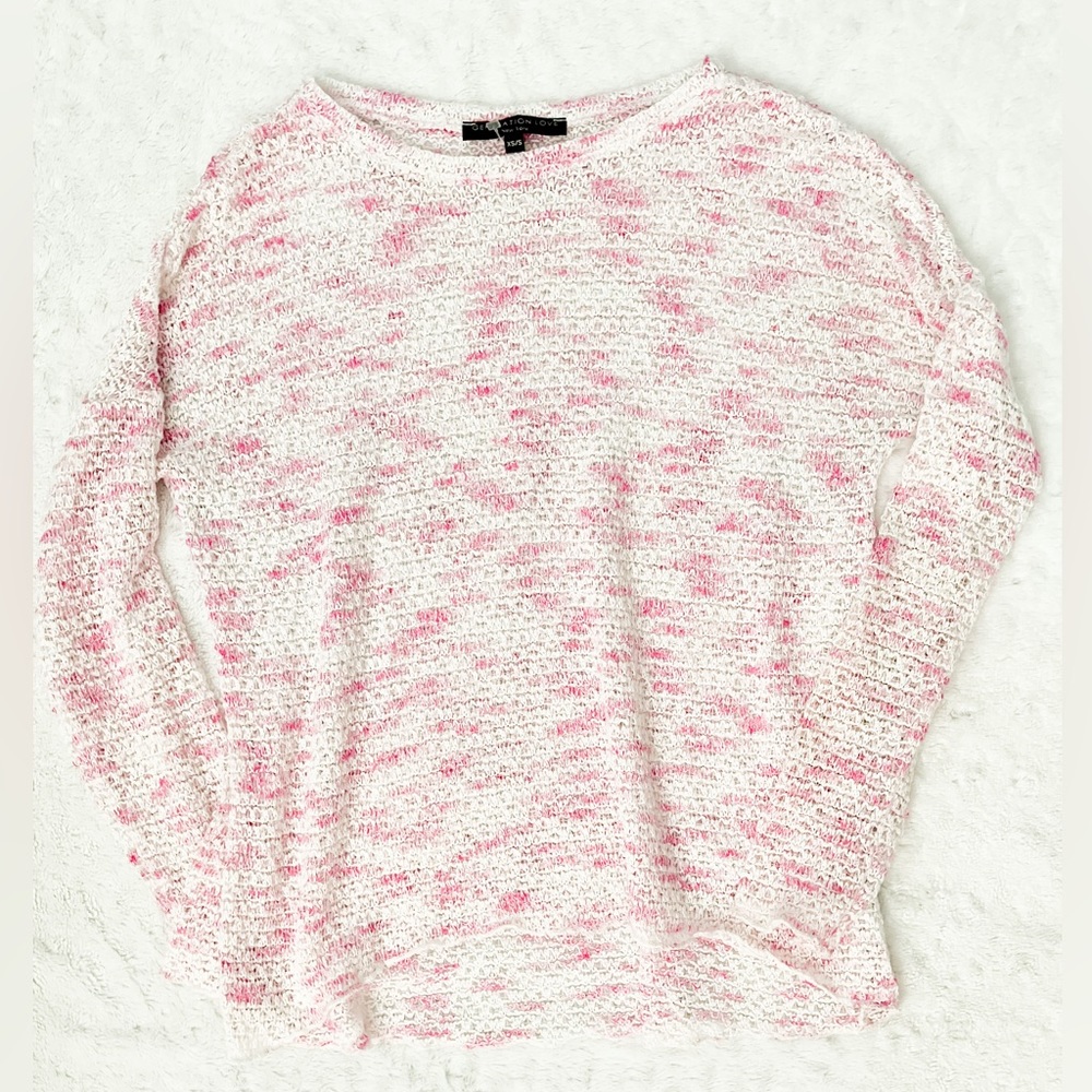 GENERATION LOVE Pink & White Open Knit Sweater